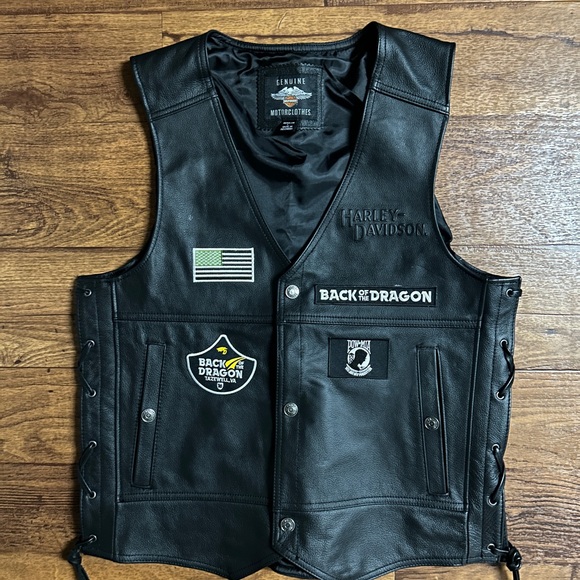 Harley-Davidson • Large • Cowhide Leather • Men’s • Black • 4 Patches • Vest - Picture 7 of 15